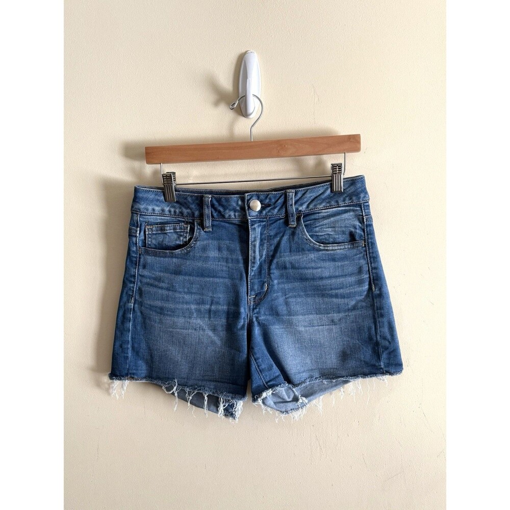 American Eagle Distressed Womens Shorts 10 Hi Rise Shortie Super Stretch Raw Hem